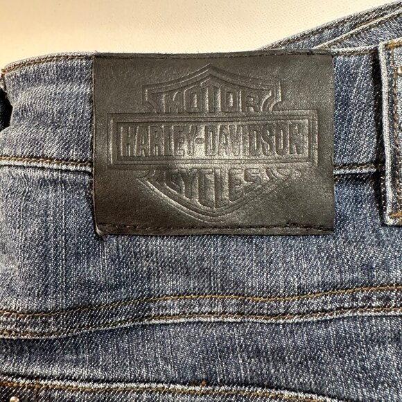 Harley-Davidson Womens Studded Embroidered Blue Denim Jeans SZ 12 High Rise EUC - Picture 5 of 12